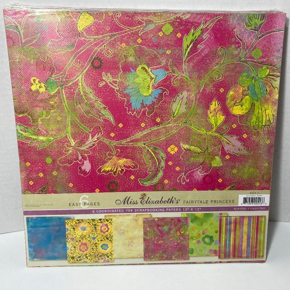 Scrapbook Paper 12 x 12 6 Pack Fairytale Princess Miss Elizabeth's - Picture 1 of 9